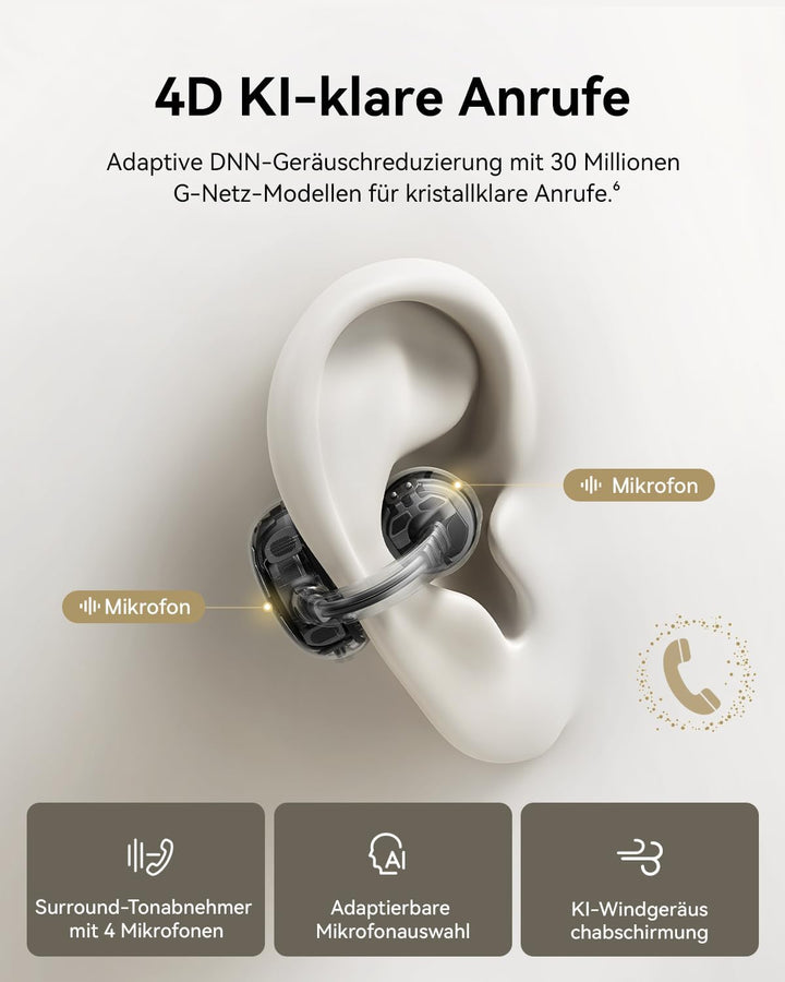 Baseus MC1 Pro Open Ear Kopfhörer, Ohrclip mit Beeindruckender Klang, Adaptiver Bassverstärkung, Blu