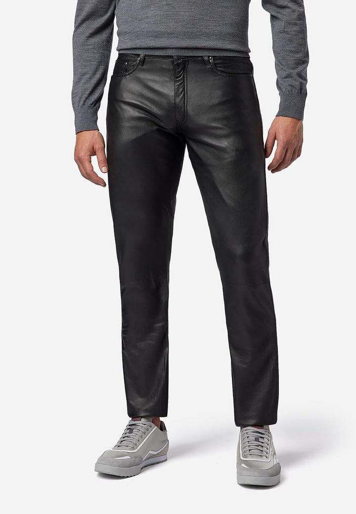 Lederjacke Lederhose Nando – Herren Premium Lammnappa 27 Schwarz, 27 Schwarz