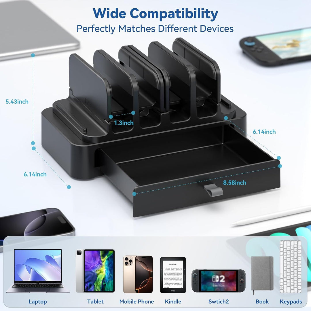 KDD Vertikaler Laptop Ständer mit Schublade – 7 in 1 Laptop Stand & Platzsparende MacBook Ständer mi