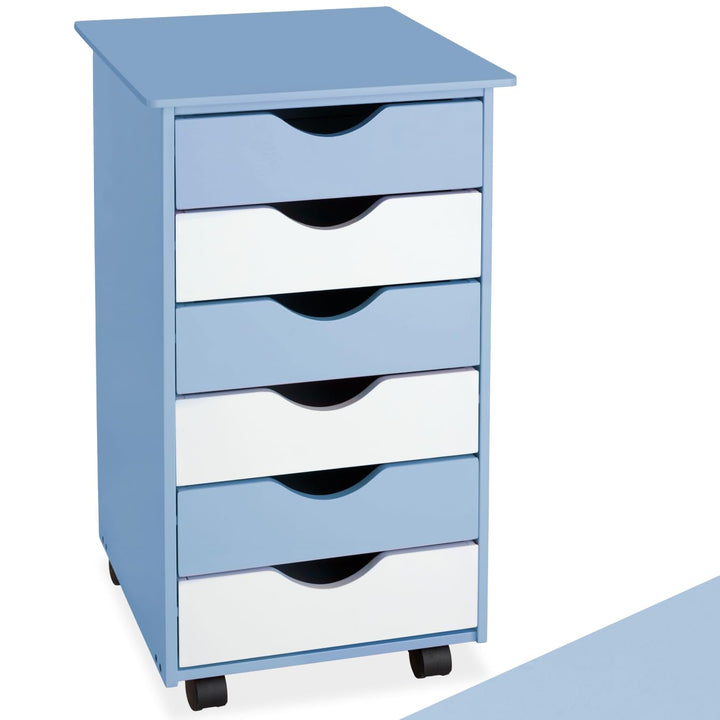 TecTake 800055 Rollcontainer mit Rollen und 6 Schubladen - diverse Farben - (Blau | Nr. 400925), Bla