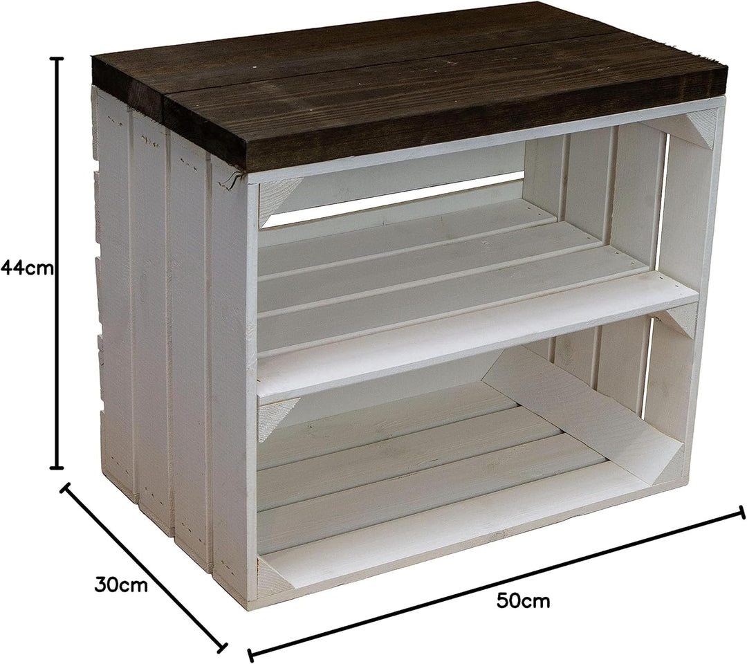 Kistenkolli Altes Land 2er Set Obstkiste aus Holz &amp; Holzplanken Schuhschrank Hocker Sitzbank Weinabl