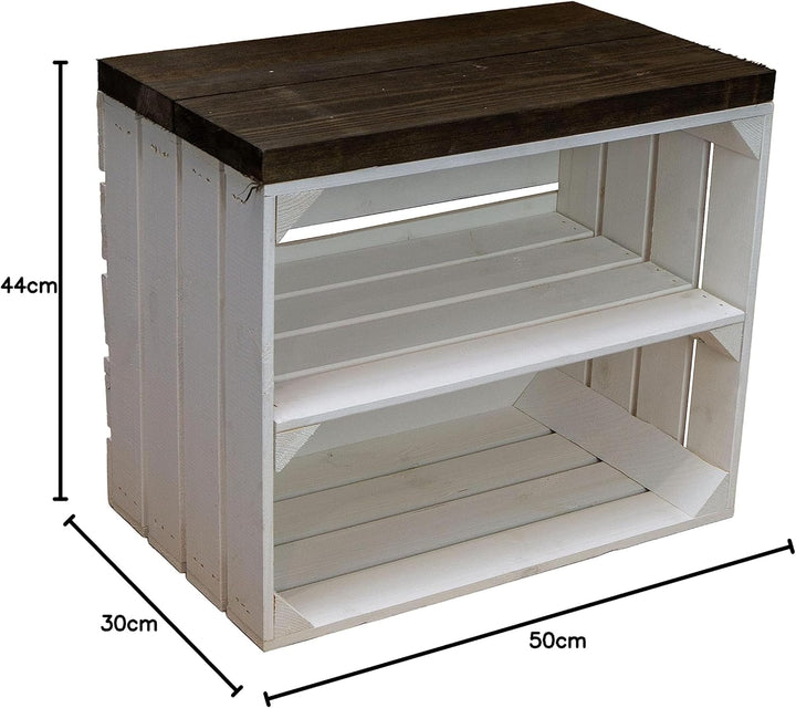 Kistenkolli Altes Land 2er Set Obstkiste aus Holz &amp; Holzplanken Schuhschrank Hocker Sitzbank Weinabl