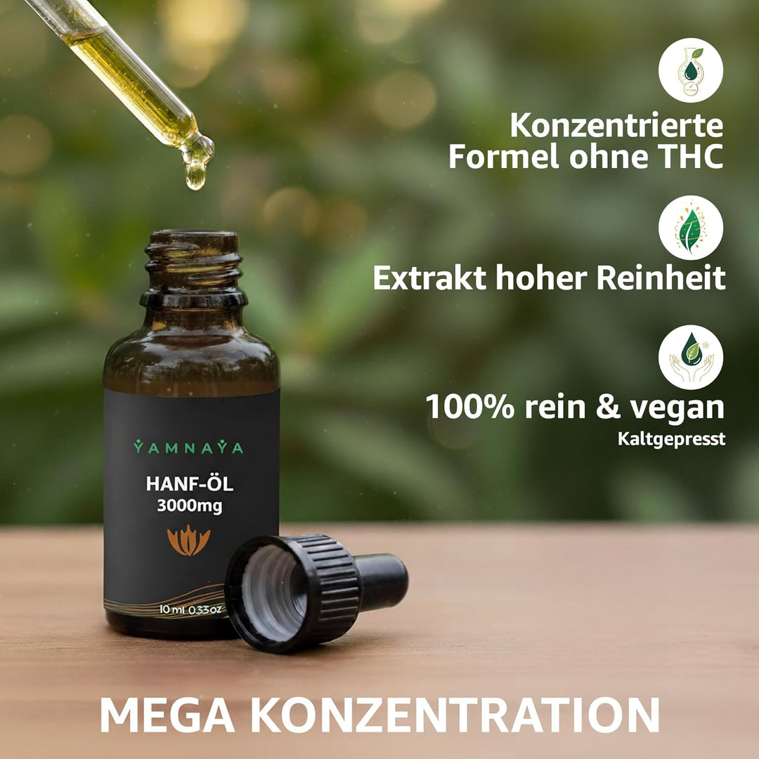 YamnaYa – Premium Hanföl 30% | Kaltgepresst & Vegan | Reines Naturöl Ohne Zusätze | Laborgeprüfte Qu