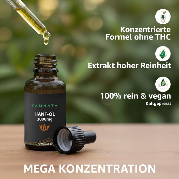 YamnaYa – Premium Hanföl 30% | Kaltgepresst & Vegan | Reines Naturöl Ohne Zusätze | Laborgeprüfte Qu