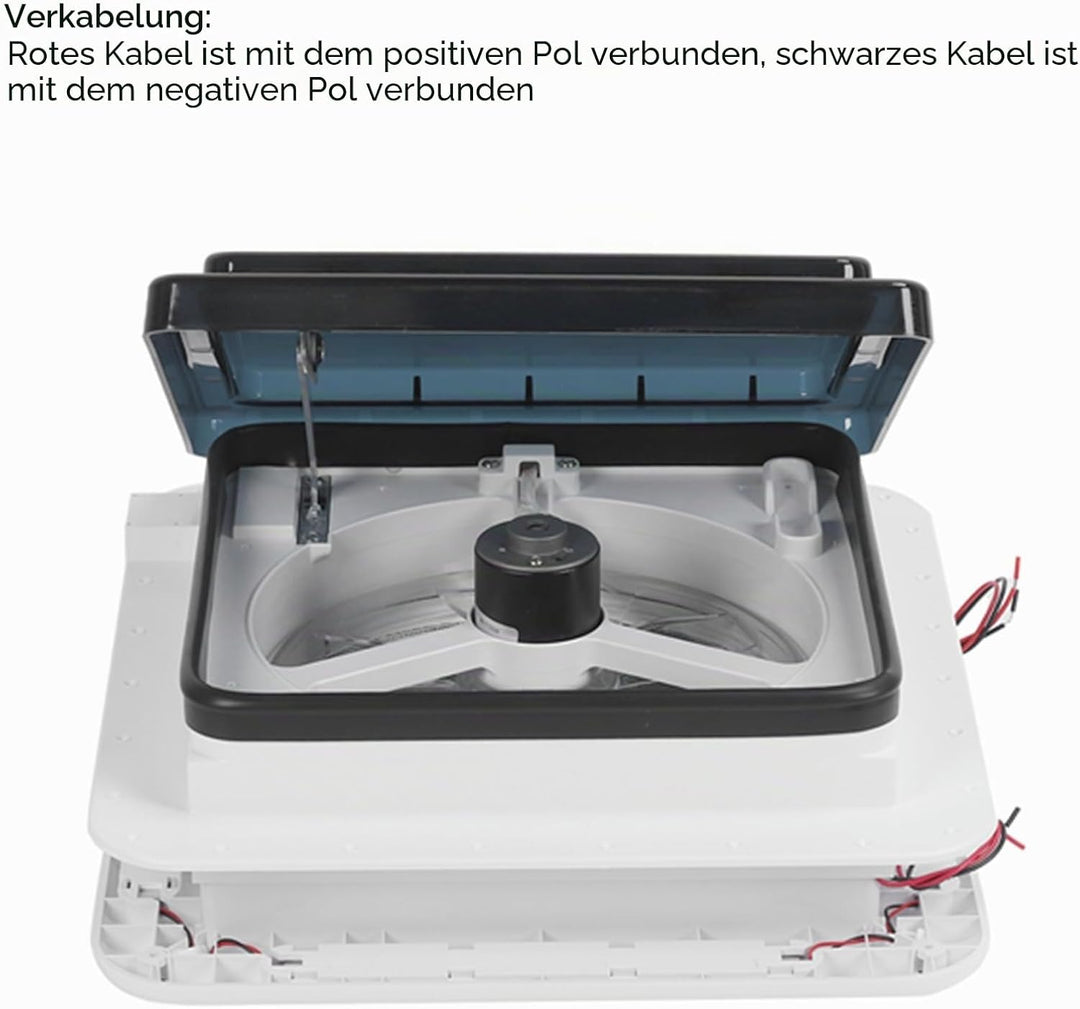 Bewinner 12 V Wohnmobil Dachlüfter 11 Zoll, 2 Wege Luftbelüftung mit LED Licht, ausgestattet mit Ede