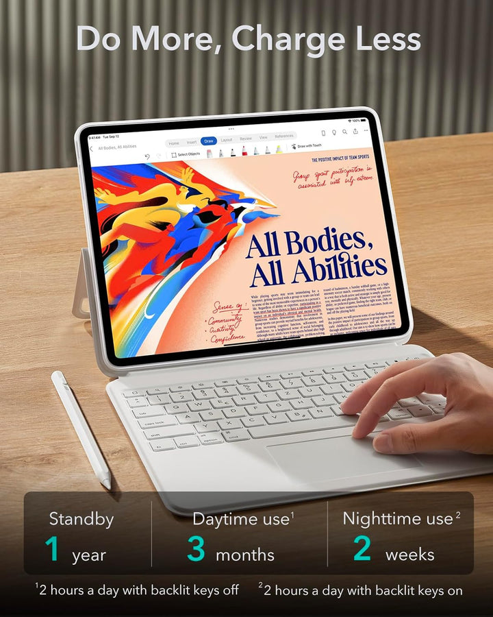 ESR für iPad Pro 13 Zoll (M5/M4) Tastatur Hülle mit Trackpad, Weiss iPad Pro 13 (2024) Weiss, iPad P