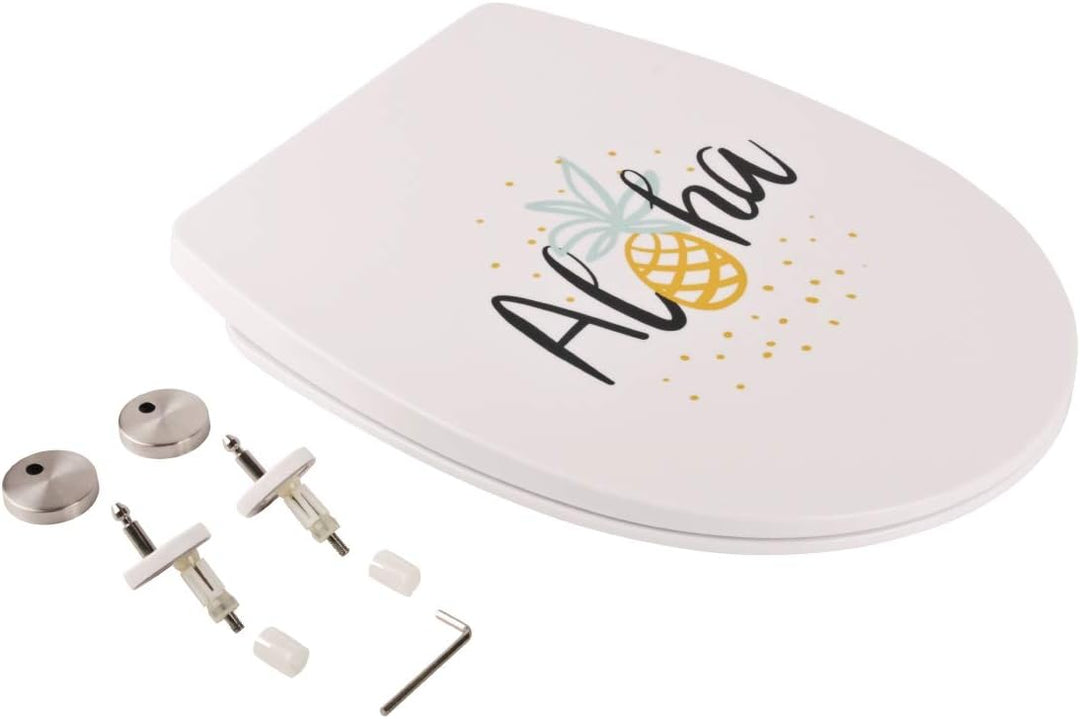 SITZPLATZ® WC-Sitz mit Absenkautomatik, Reise Dekor Luau (Aloha), Thermoplast Toilettendeckel, abneh