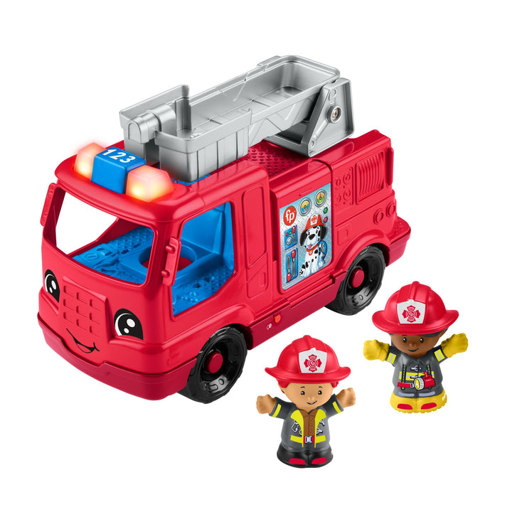Fisher-Price Little People Spielzeug-Feuerwehrauto zum Schieben für Kleinkinder, mit Musik und 2 Fig