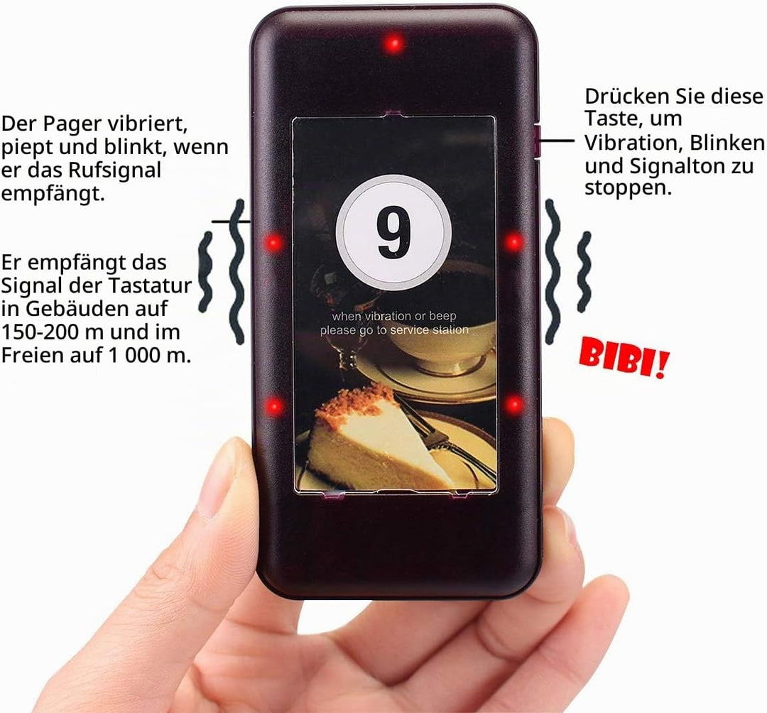 Retekess T112 Drahtloses Anrufsystem 30 Pagers Restaurant Pagers 3 Anrufmodi, Ladelicht, 12 Stunden