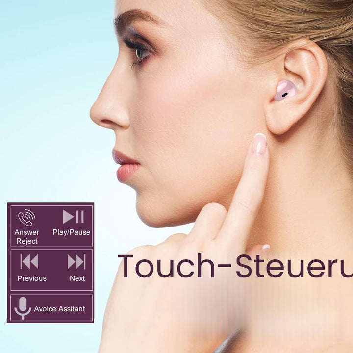 Mini Wireless Bluetooth Ohrhörer Kleine Kopfhörer Semi In-Ear Headset mit Ladetasche Freisprecheinri