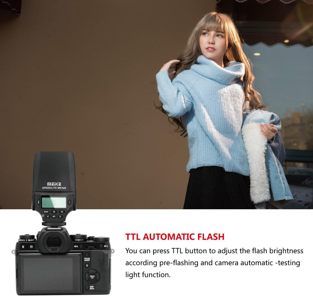 Meike MK-320F Speedlite TTL Master Flash für Fujifilm Kamera X-M1 X-T1 X-Pro1 X-A1 X-A2 X-E1 X-E2 X3