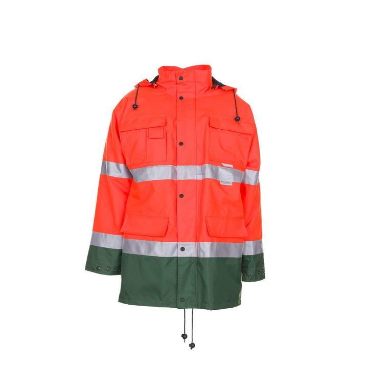 Planam Grösse S Herren Warn-/Wetterschutz Parka 2-farbig orange grün Modell 2058 S Orange, Grün, S O
