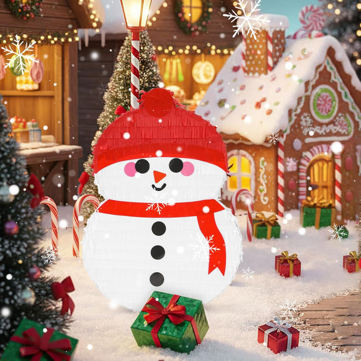 Schneemann-Pinatas-Set mit Augenbinde und Fledermaus (39,1 x 33 x 10,2 cm), perfekt für Kindergeburt