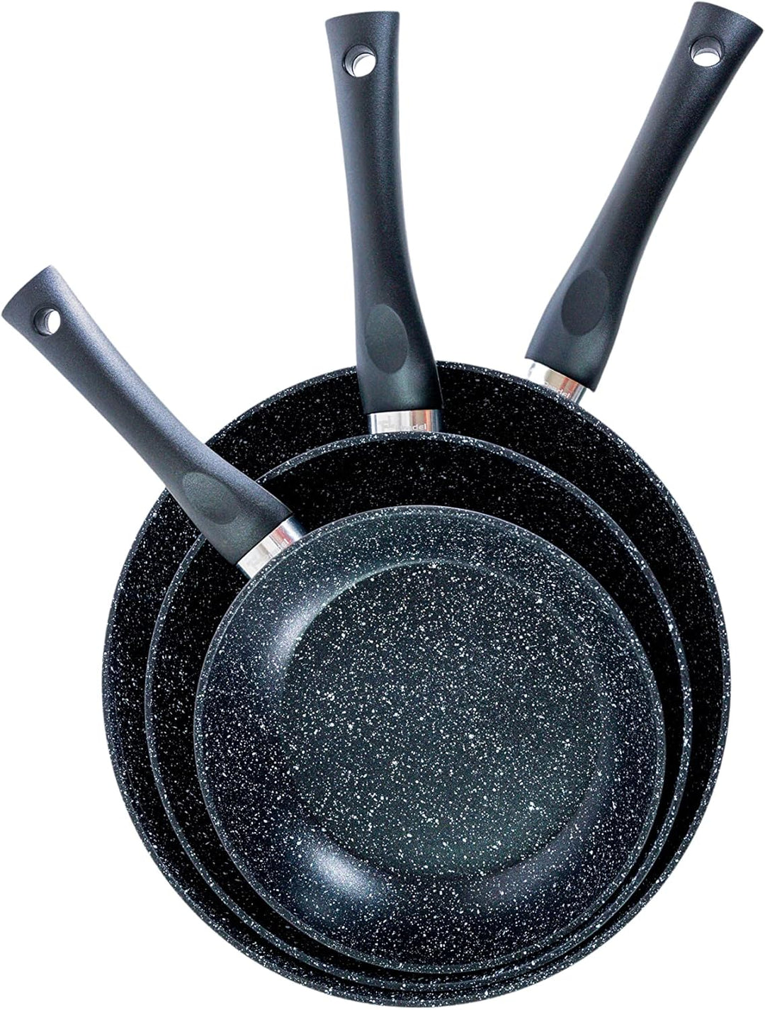 Pradel Excellence, P0002063/55005Mn, Set 3 Pfannen 20,24,28 cm + 2 Töpfe 18,20 cm, Steinoptik, schwa