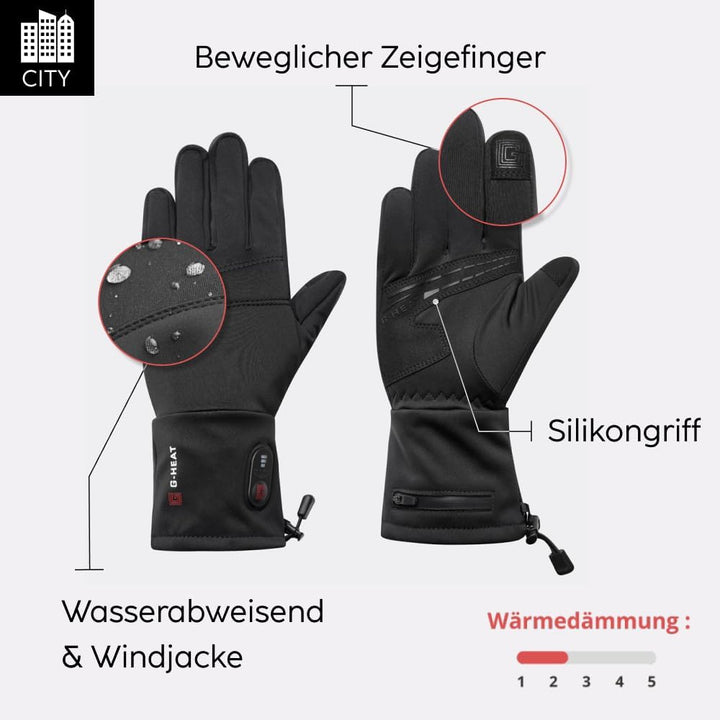 G-HEAT – Beheizbare Handschuhe für Herren & Damen mit Akku | Wasserabweisend, Winddicht, Silikon-Gri