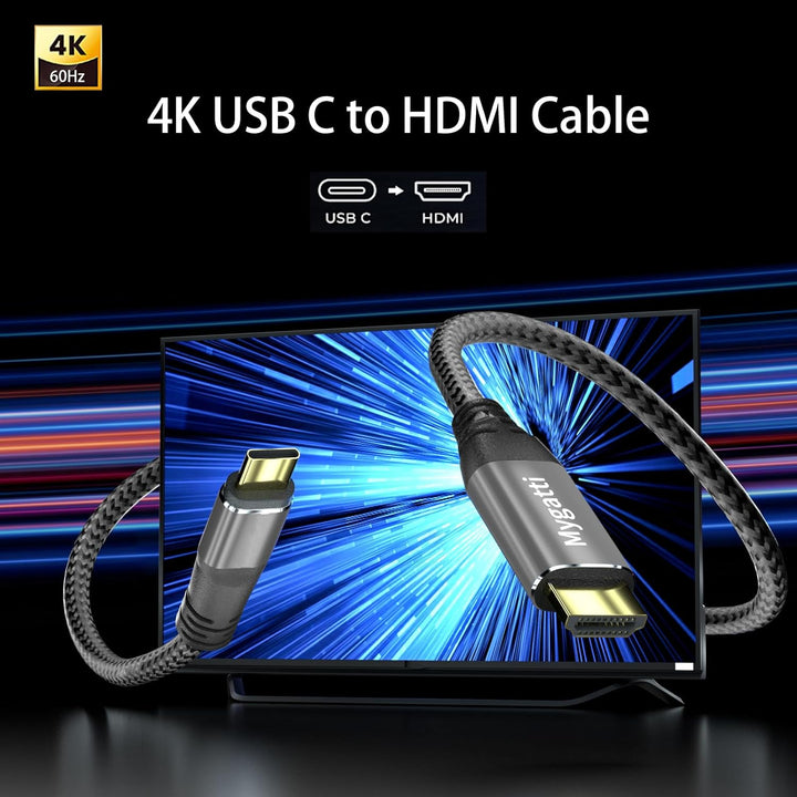 USB C auf HDMI Kabel 5 M,Typ-C auf HDMI 4K UHD(Thunderbolt 4/3 kompatibel),mit 90-Grad und 270-Grad