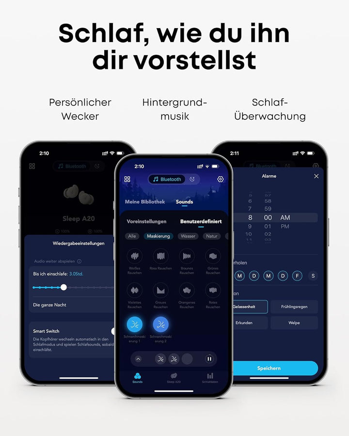 soundcore Schlafkopfhörer Sleep A20 Earbuds von Anker, Geräuschblockierung, Seitenschläfer, 80h Wied