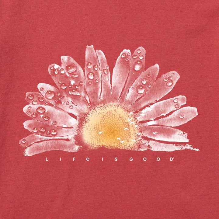 Life Is Good Damen Crusher Graphic V-Neck T-Shirt Watercolor Daisy Birds XS Blassrot, XS Blassrot