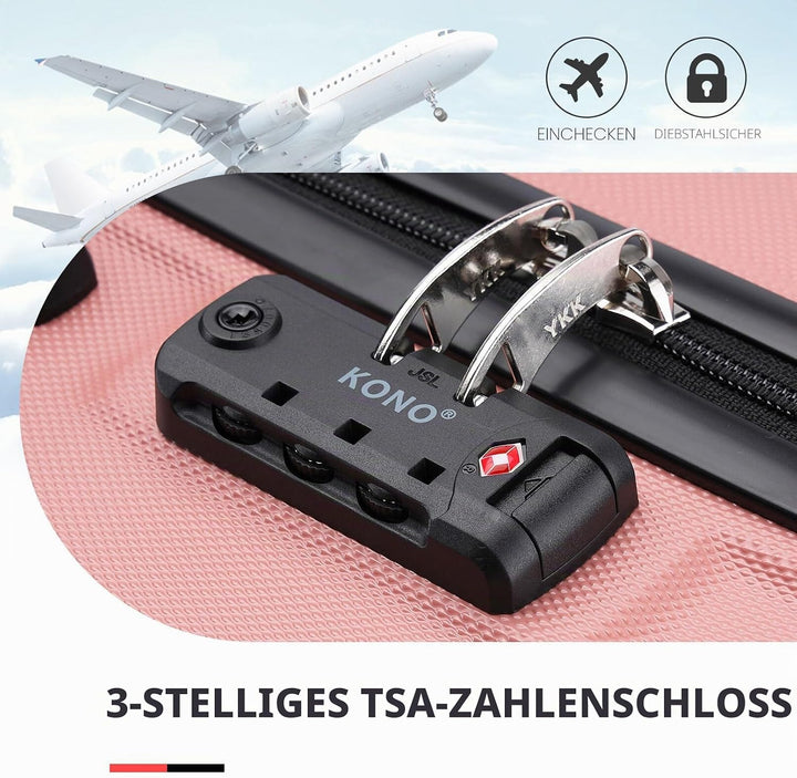 KONO Koffer Trolley Hartschale Handgepäck Zwillingsrollen Leichtgewicht ABS Kabinentrolley Reisekoff