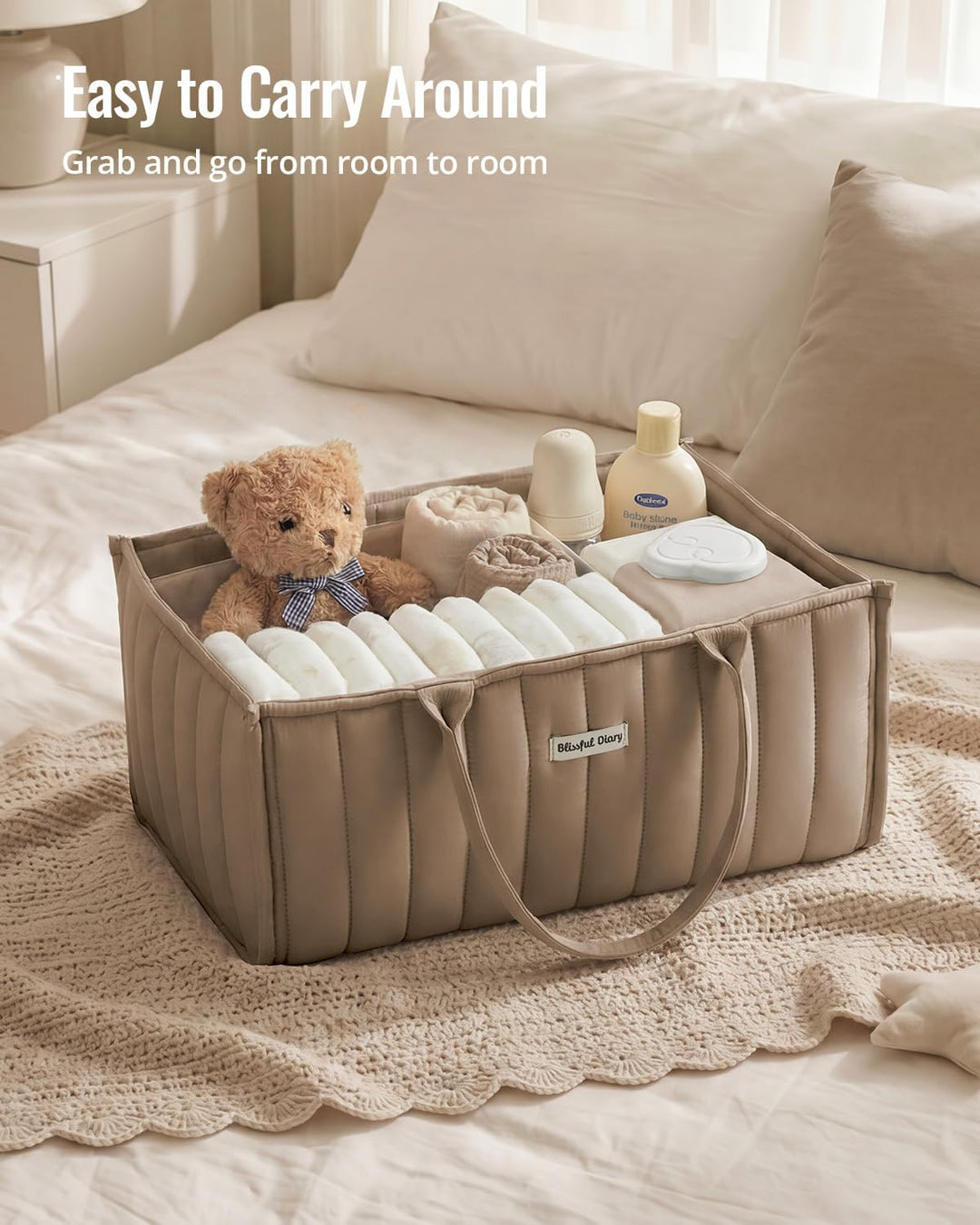 Blissful Diary Baby-Windelkorb, stilvoller Baby-Windel-Caddy Organizer, Aufbewahrungskorb für Windel