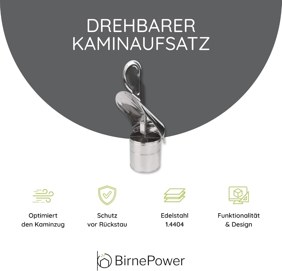 BirnePower Edelstahl Ofenrohr Kaminrohr Abgaselemente: Rohr Bogen Ofenknie T-Stück Regenhaube Rauchr