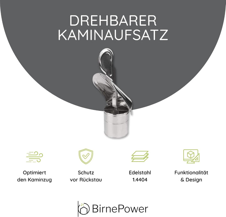 BirnePower Edelstahl Ofenrohr Kaminrohr Abgaselemente: Rohr Bogen Ofenknie T-Stück Regenhaube Rauchr