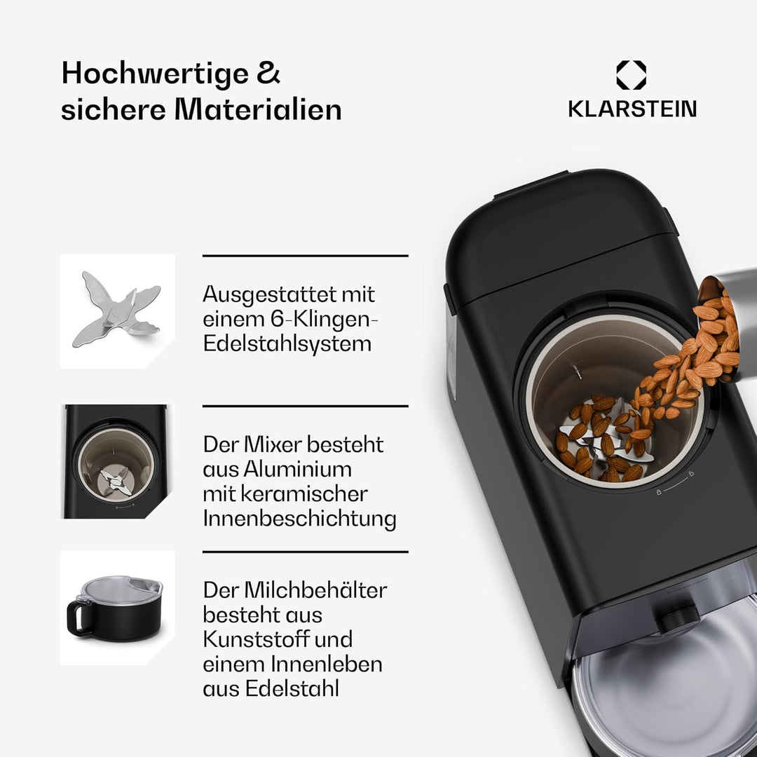 Klarstein Marcia Touch Pflanzenmilchbereiter, 1200W, 12 Programme, Selbstreinigung, LCD-Touch, 1,2L