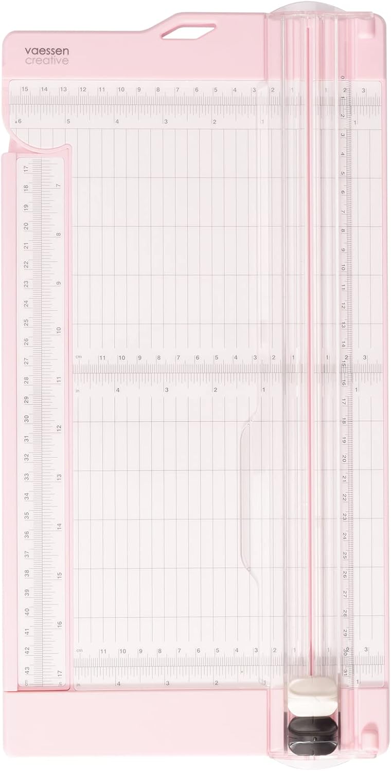 Vaessen Creative Score Easy Falzbrett cm/Metric Roze & Papierschneider inkl. Falzbein zum Schneiden