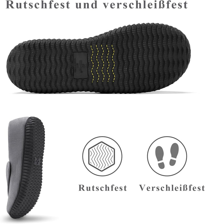 Git-up Herren Diabetiker Hausschuhe Schuhe Arthritis Ödem Verstellbare Verschluss Memory Foam Haussc
