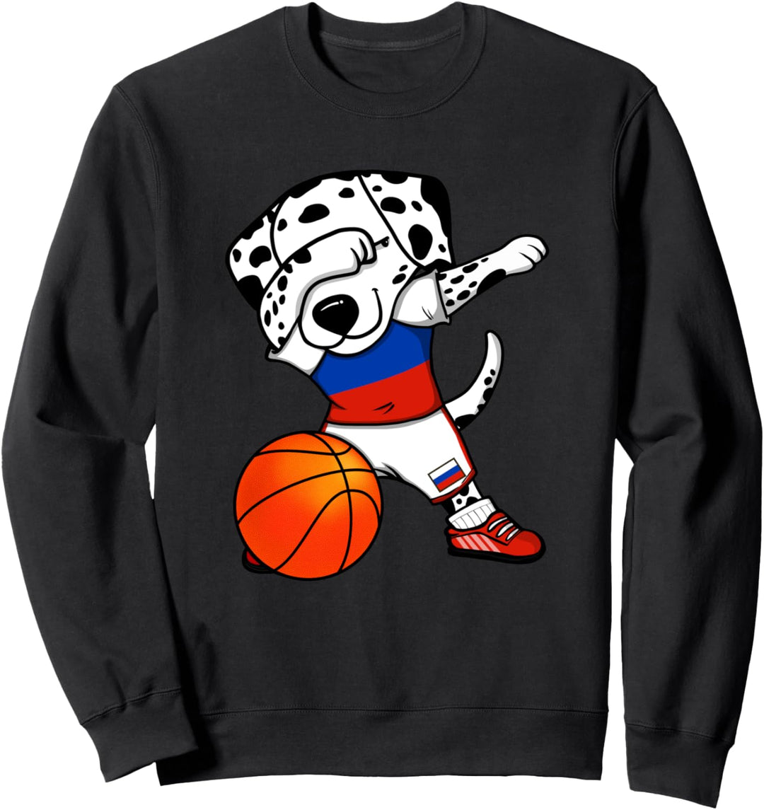 Dabbing Dalmatiner Hund Russland Basketball Mannschaft Sport Sweatshirt