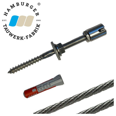 Edelstahl Ranksystem/Rankhilfe "M" - Wandabstand 50mm (Set 6) mit 12 Wandhaltern Set 6 - 12 Wandhalt