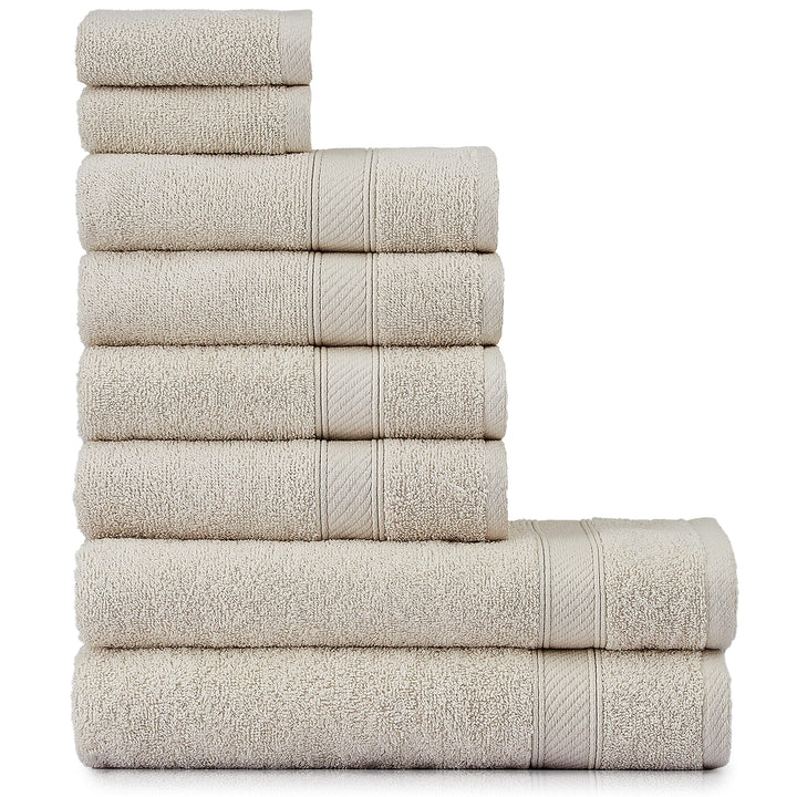 nottoc Handtücher Set Beige Sand 8-TLG / 2 Badetücher 70x140 + 4 Handtücher 50x90 + 2 Gästehandtüche