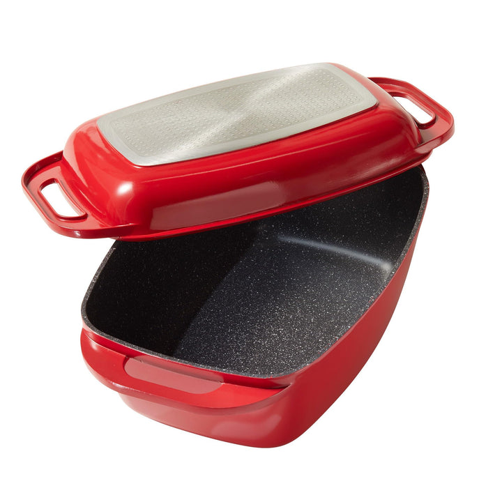 STONELINE Bräter Induktion 43 x 26 cm, 7,8 L, Bräter mit Deckel backofengeeignet, Deckel als Auflauf