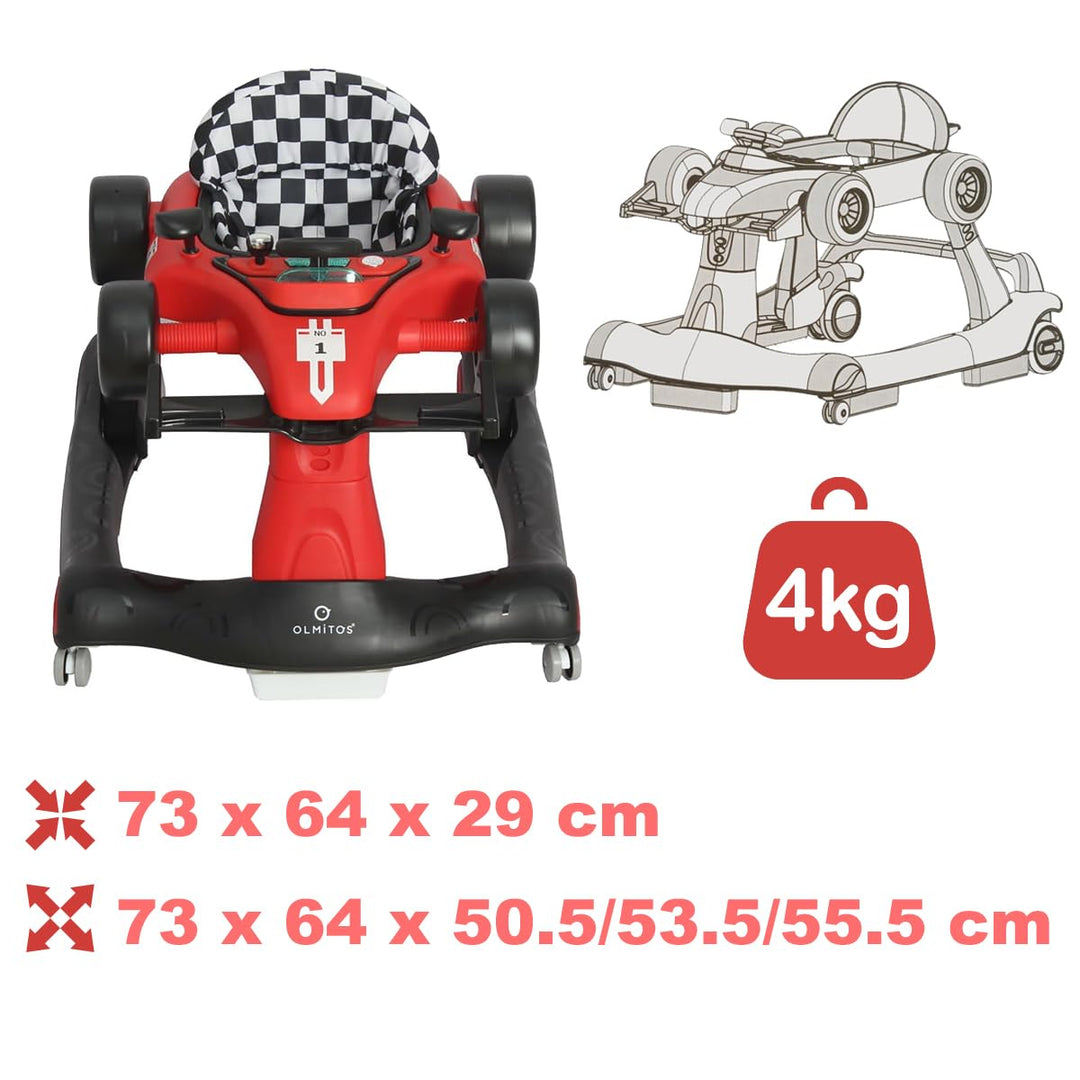 Olmitos 3-in-1-Baby-Rollator Racing: Lauflernwagen und Schubwagen für Babys erste Schritte – ab 6 Mo