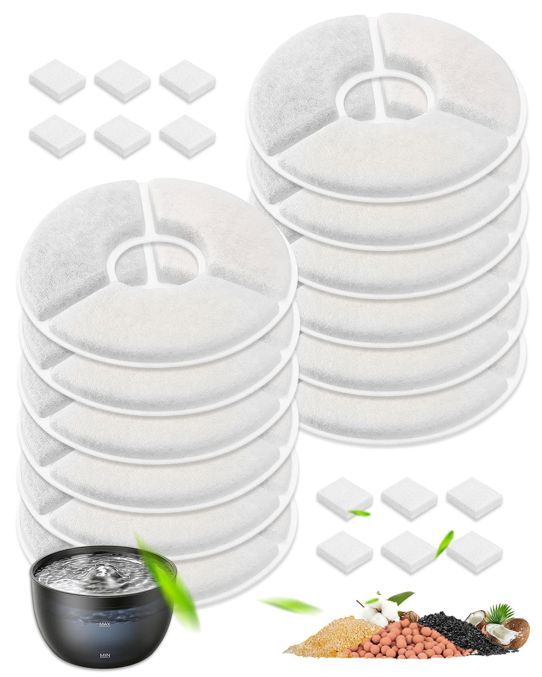 12+12 Stück Katzenbrunnen Filter für FEELNEEDY FN-W23 Trinkbrunnen, Trinkbrunnen Filter für 3L Trink