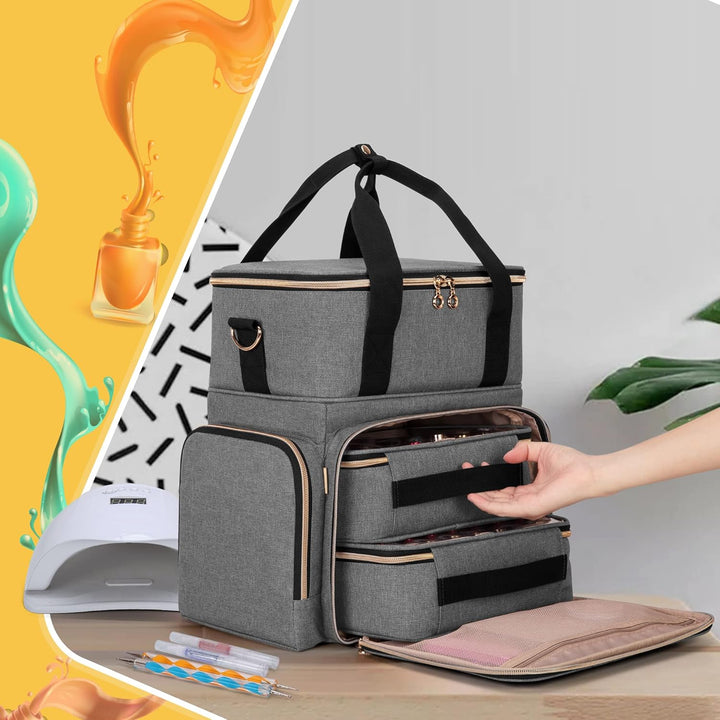 Luxja Nagellack Tasche, Nagellack Aufbewahrung Tasche für 70 Flaschen Nagellack und Nagellampe, Nage