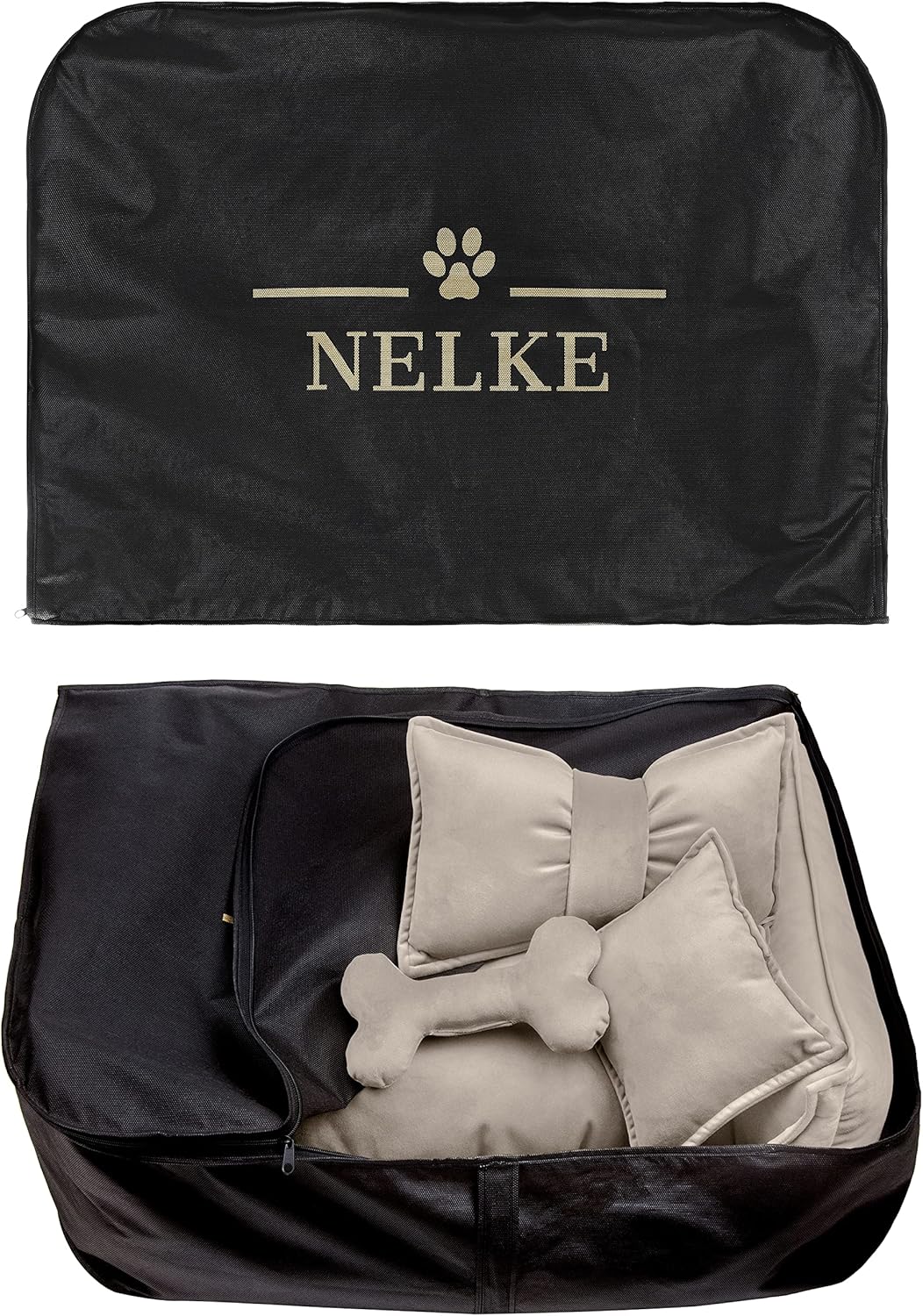 NELKE Hundebett Beige Hundekorb kuschelig Hundekörbchen im Scandynavian Stil Hundesofa Hochwertige H