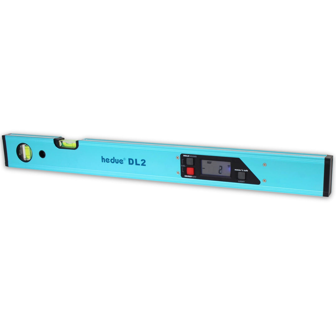 hedue® Digitale Wasserwaage DL2 - Wasserwaage 60 cm mit beleuchtetem LCD-Display, Neigungsmesser in