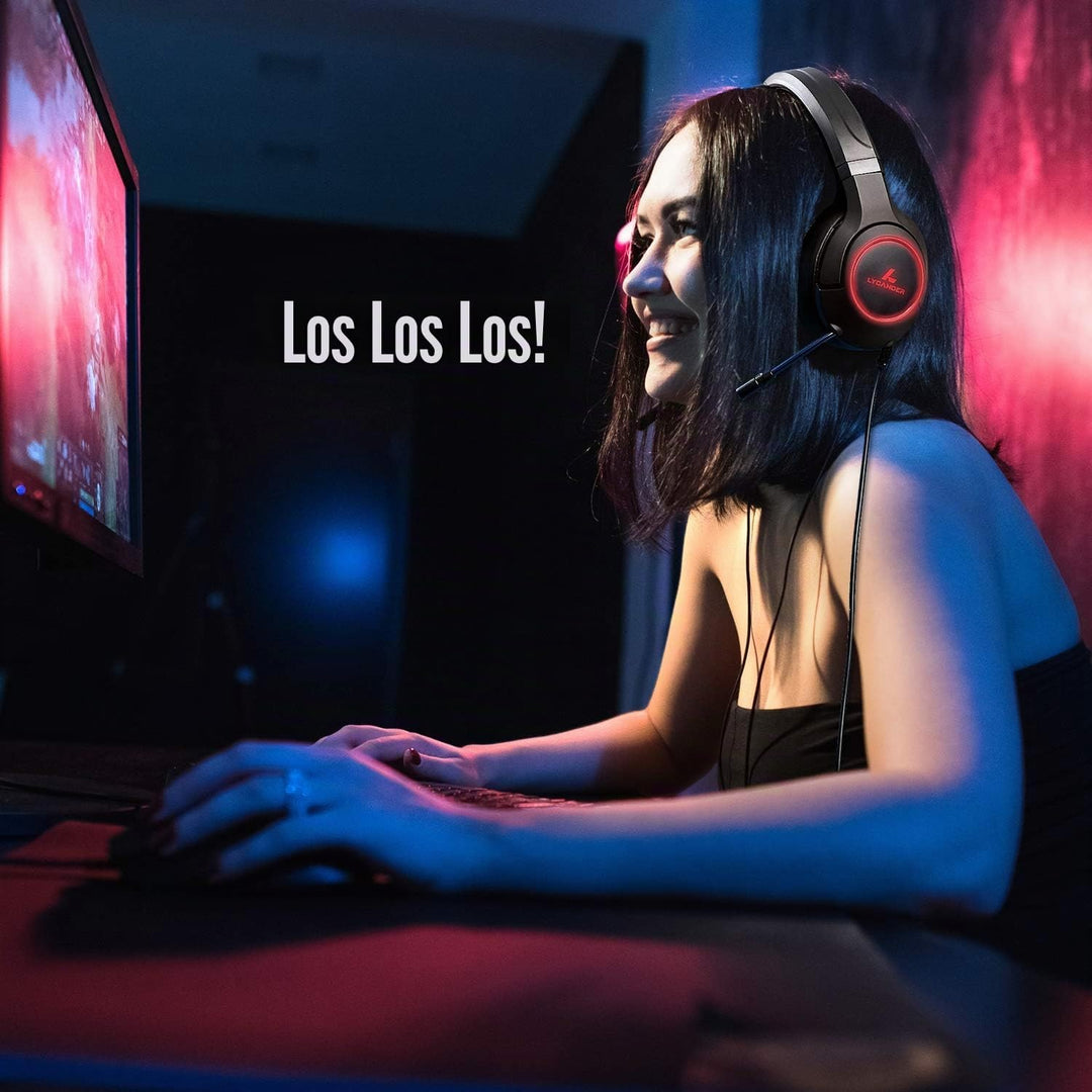 LYCANDER Gaming-Headset mit Mikrofon und LED-Licht, 3,5 mm Eingang, für PC, PS4, Xbox One, Nintendo