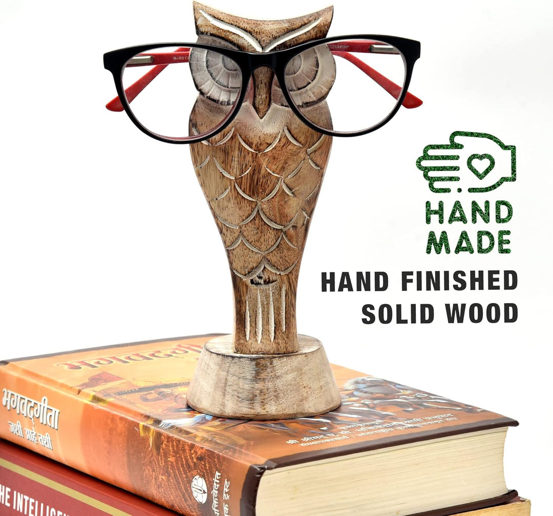 Einzigartiger Eulen-Brillenhalter aus Holz, Brillenständer, handgefertigt, Geschenk für Frauen und M