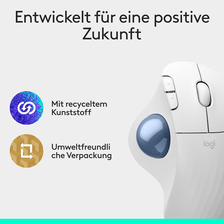 Logitech Ergo M575S kabellose Trackball-Maus, kabellose ergonomische Maus mit Bluetooth und verschlü