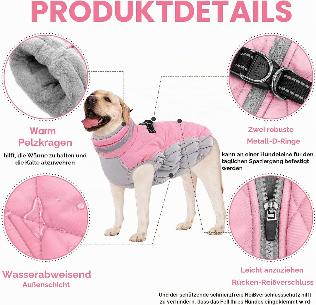 AOFITEE Extra Grosser Hundemantel, Warme Wasserdichter & Winddichter Hundejacke mit Bauchschutz, Rol