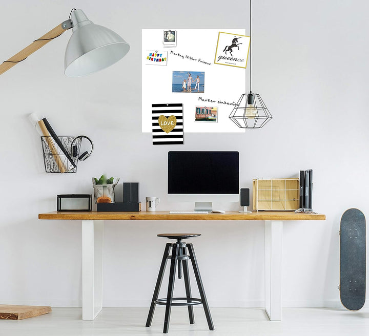 Queence Whiteboardfolie, 50 x 50 cm Magnetisch Selbstklebend inkl. Neodym-Magnete | Memoboard | Whit