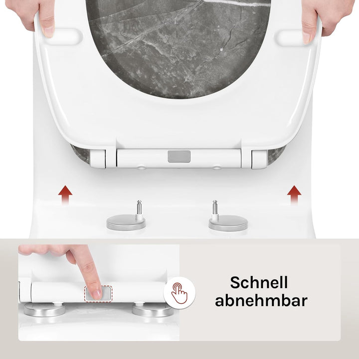 WOLTU Toilettendeckel mit Absenkautomatik, WC Sitz aus Duroplast, O-Form Quick-Release zur einfachen