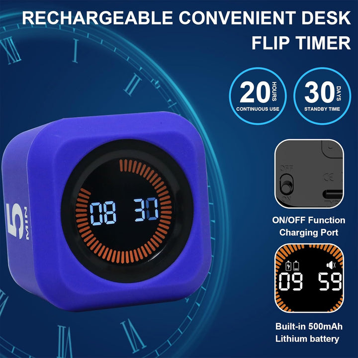 Drehbarer Würfel, visueller Timer, 5, 25, 10, 50 Minuten voreingestellt + benutzerdefinierter Countd