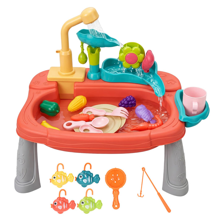 Spielspüle mit fliessendem Wasser, lustiges Baby-Wassertisch, Waschen und Angeln, Rollenspiel-Set fü
