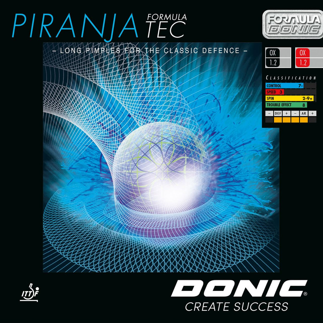 Donic Piranja Tec Tischtennisbelag 1.2mm Schwarz, 1.2mm Schwarz