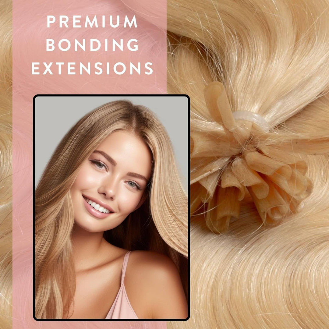 hair2heart Premium Extensions Echthaar Bondings Gewellt - 25 Strähnen 1g 60cm 9/31 lichtblond gold-a