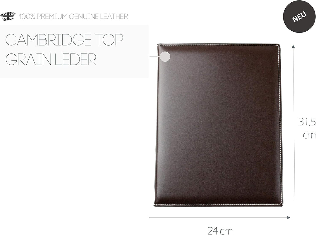 DELMON VARONE - Personalisierbare Klemmbrett Mappe DIN A4 Cambridge Top Grain Leder Braun - Echtlede