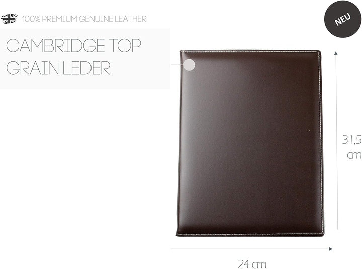 DELMON VARONE - Personalisierbare Klemmbrett Mappe DIN A4 Cambridge Top Grain Leder Braun - Echtlede